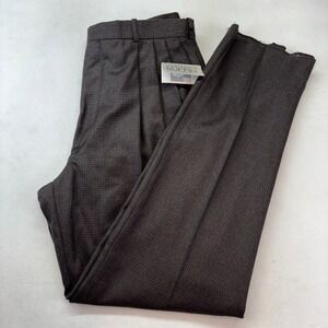 Gianfranco Ruffini Italy Mens Brown Houndstooth Pleated Dress Pants 38x37